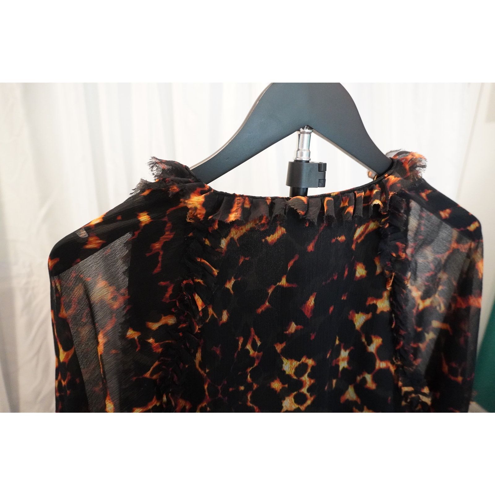 Allsaints AllSaints Flame Tortoiseshell Ruffle Sheer Blouse US 2 Size XS / US 0-2 / IT 36-38 - 5 Thumbnail