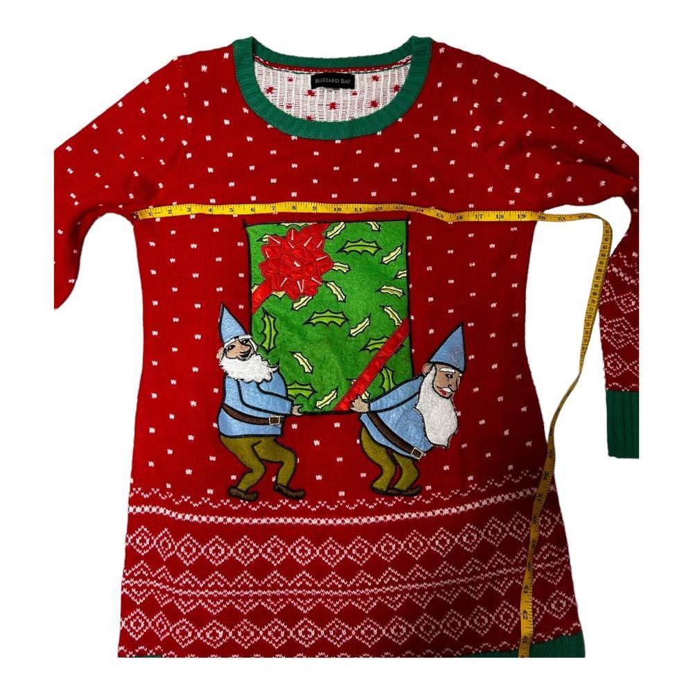 Designer Elves Holding Present Pouch Ugly Holiday Sweater Medium Size M / US 6-8 / IT 42-44 - 3 Thumbnail