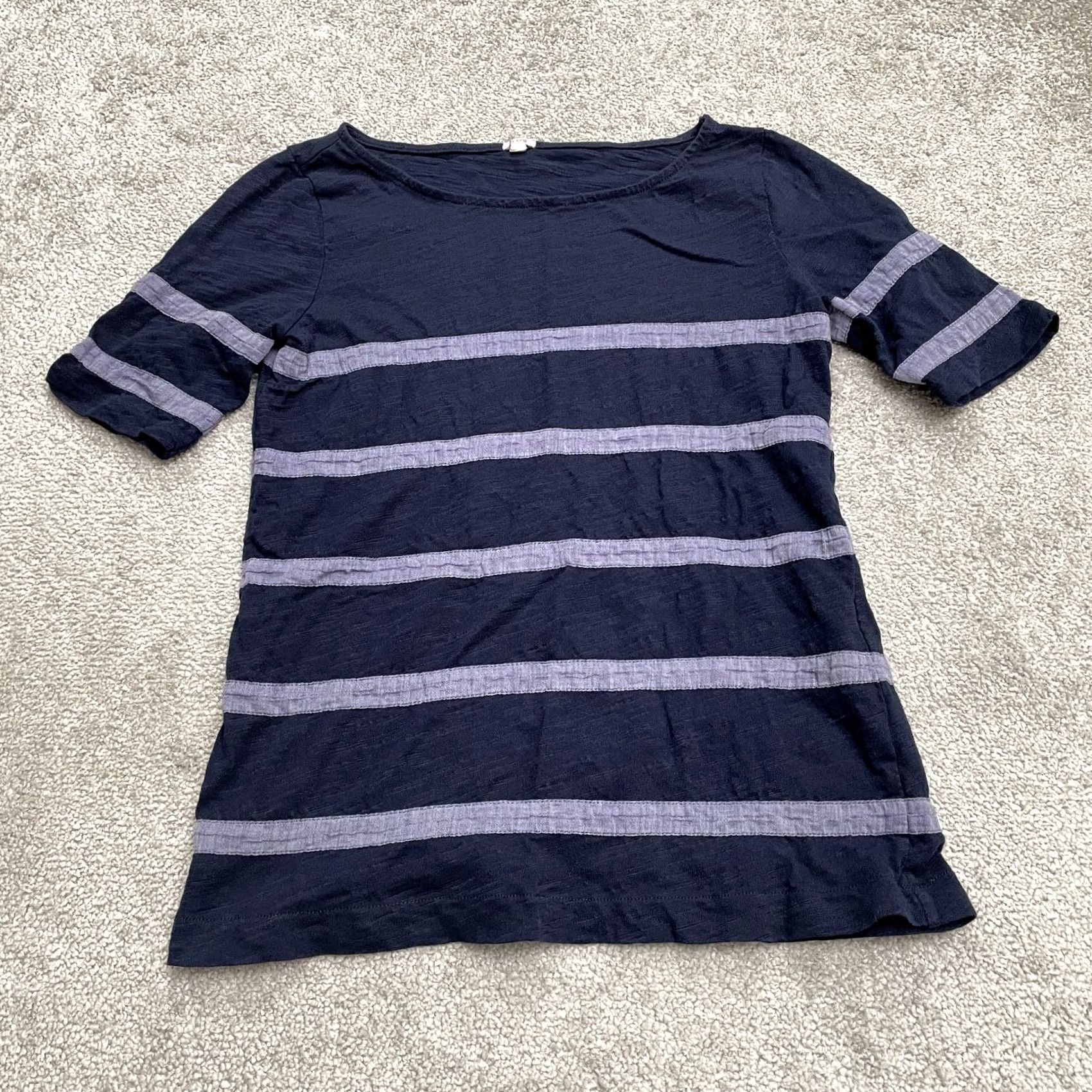J.Crew VINTAGE: No J.CREW T-Shirt Shirt Womens XS Blue Short Sleeve Mock Neck 100% Cotton Easy Care Stretch All Seasons Casual Womens Size XS / US 0-2 / IT 36-38 - 2 Thumbnail