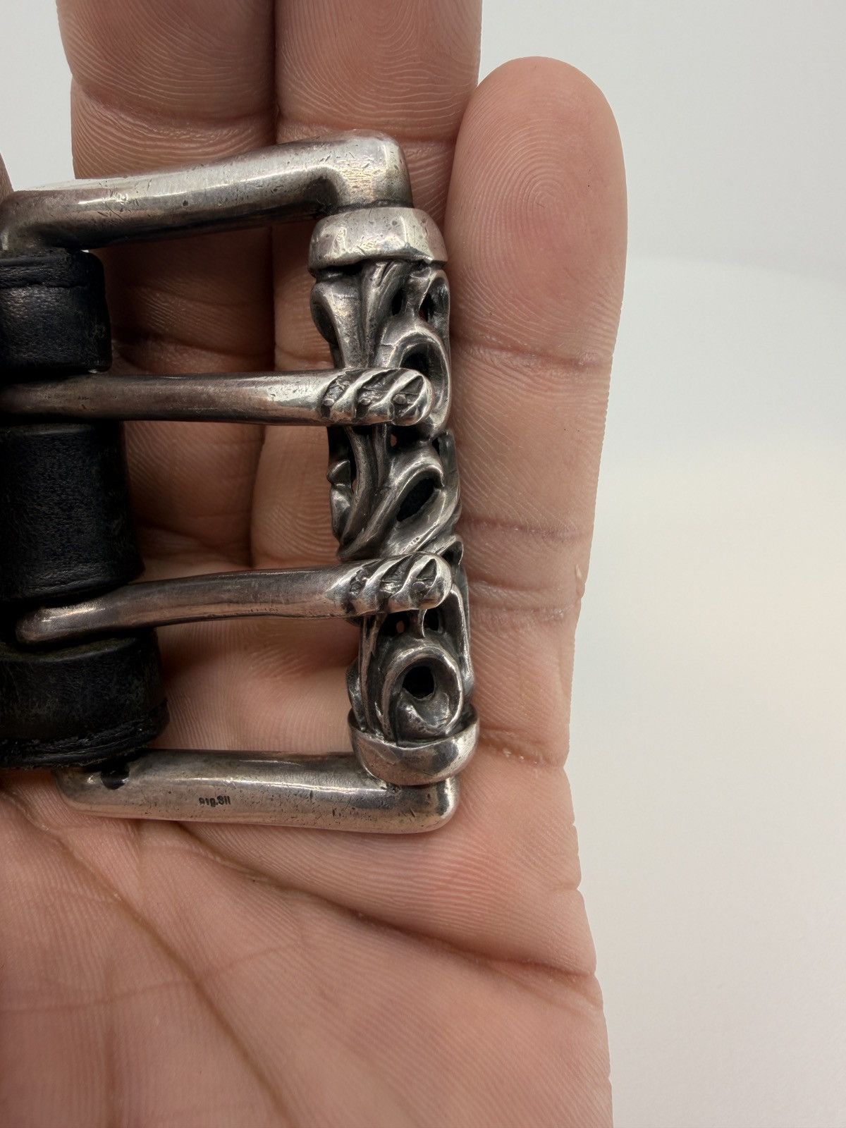 Chrome Hearts Chrome Hearts Black Double Pin Roller Belt Size 32 - 3 Thumbnail