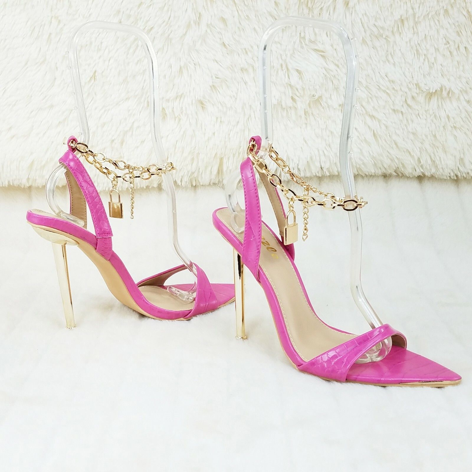 Other Nicely Pad Lock Chain Strap High Heels Metal Toe Tip Shoes F Size US 9 / IT 39 - 8 Thumbnail