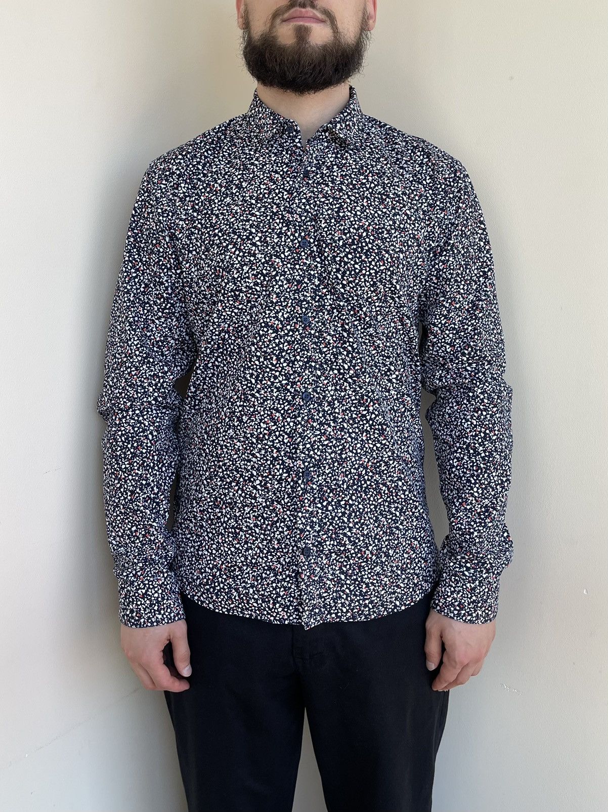 Hugo Boss Ero3-W Confetti Print Extra Slim Fit Long Sleeve Shirt Size US M / EU 48-50 / 2 - 3 Thumbnail