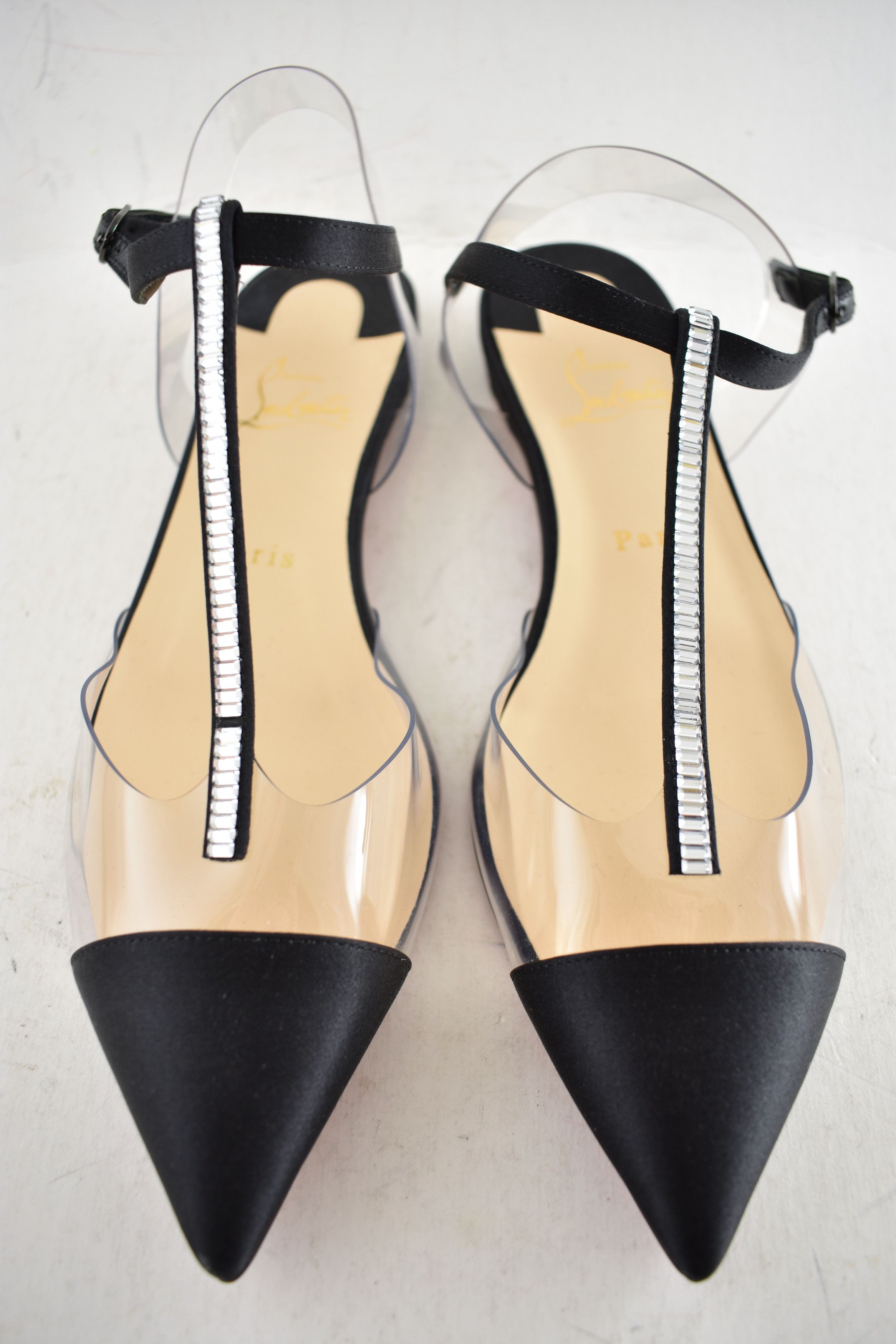 Christian Louboutin Nosy Strass PVC T Strap Pointed Ballerina Ballet Flat 38 Size US 8 / IT 38 - 8 Thumbnail