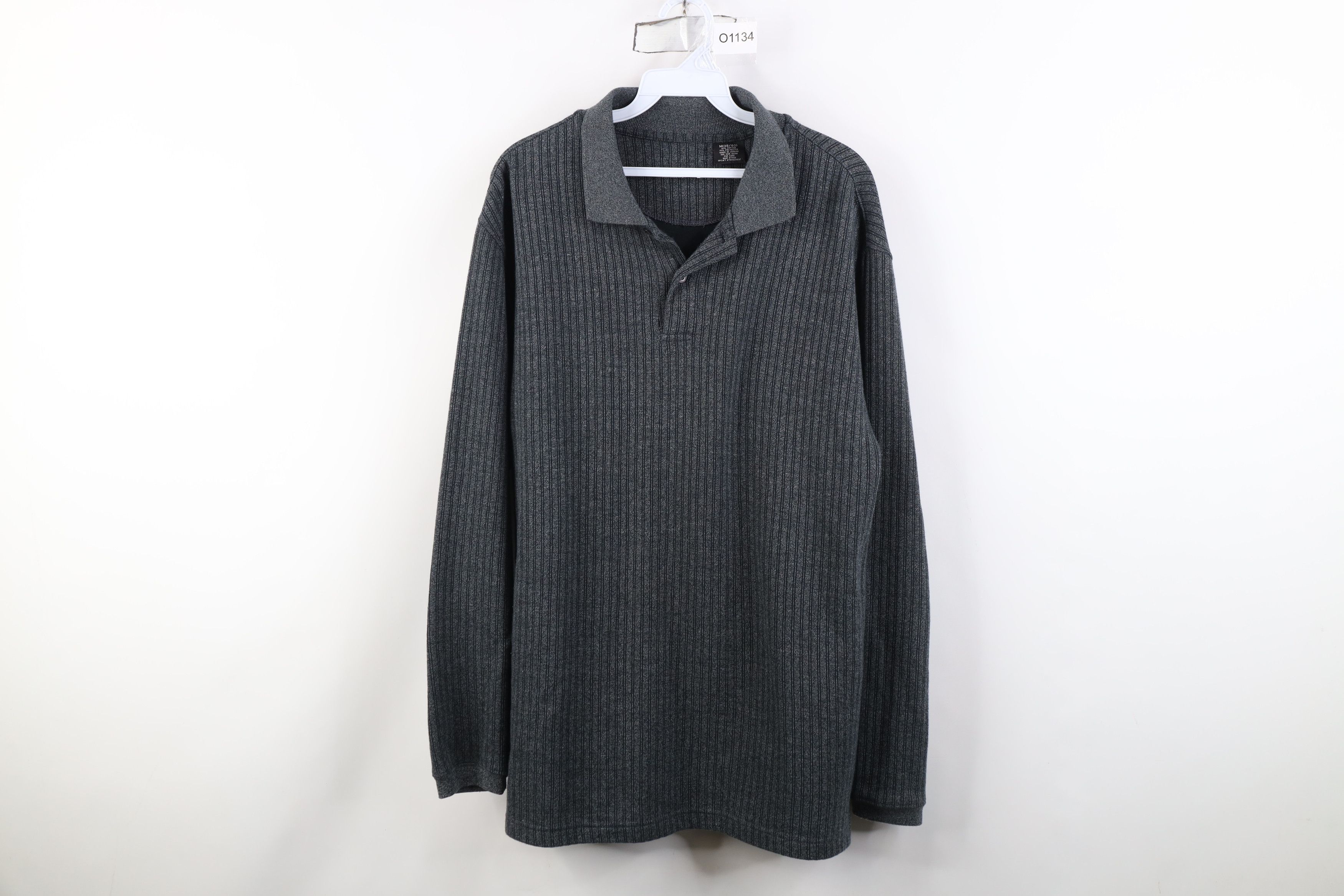 Vintage Vintage 90s Streetwear Ribbed Knit Long Sleeve Rugby Polo Size US M / EU 48-50 / 2 - 1 Thumbnail