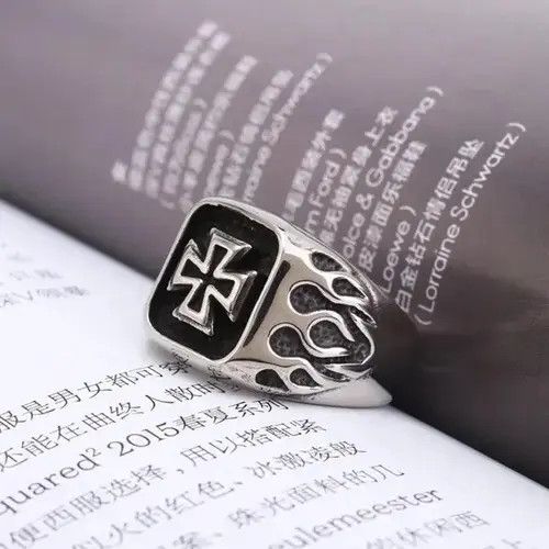 Japanese Brand Silver Fire Cross Ring Size ONE SIZE - 2 Thumbnail