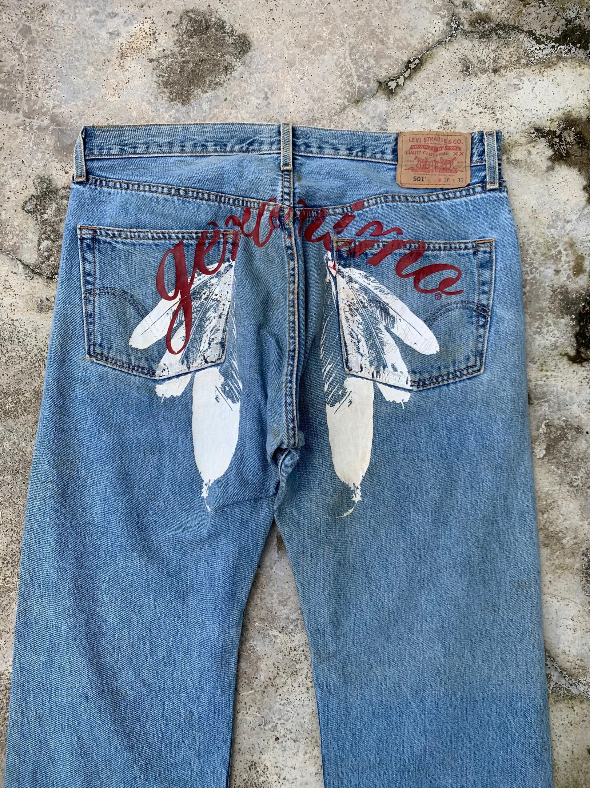 Levi's × Levi's Vintage Clothing × Vintage Rare Vintage Levis 501 Jeans X Geronimo Apache Denim Size US 36 / EU 52 - 3 Thumbnail