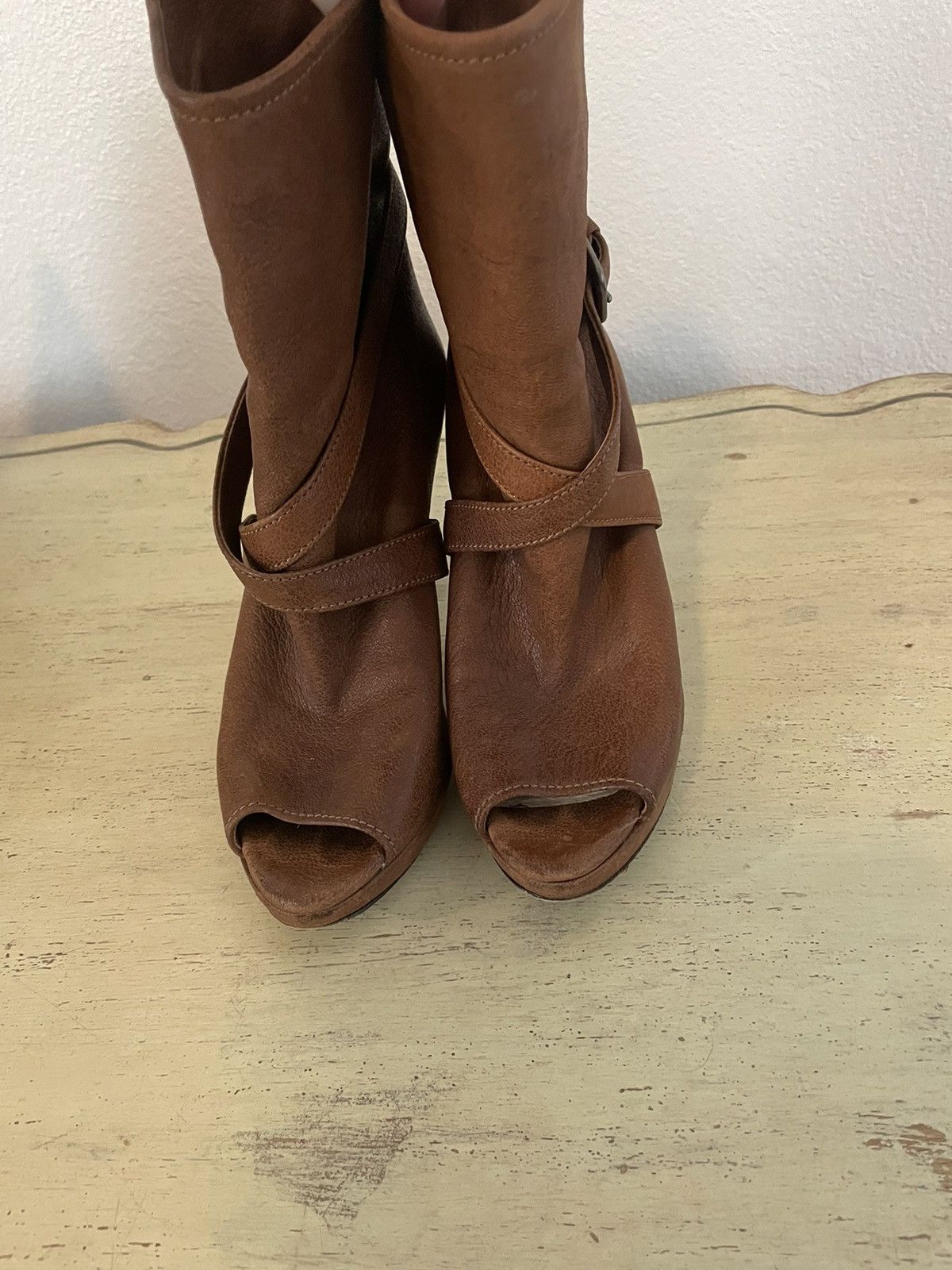 Prada Platform Peep Toe Ankle Boot with Strap Size US 8 / IT 38 - 6 Thumbnail