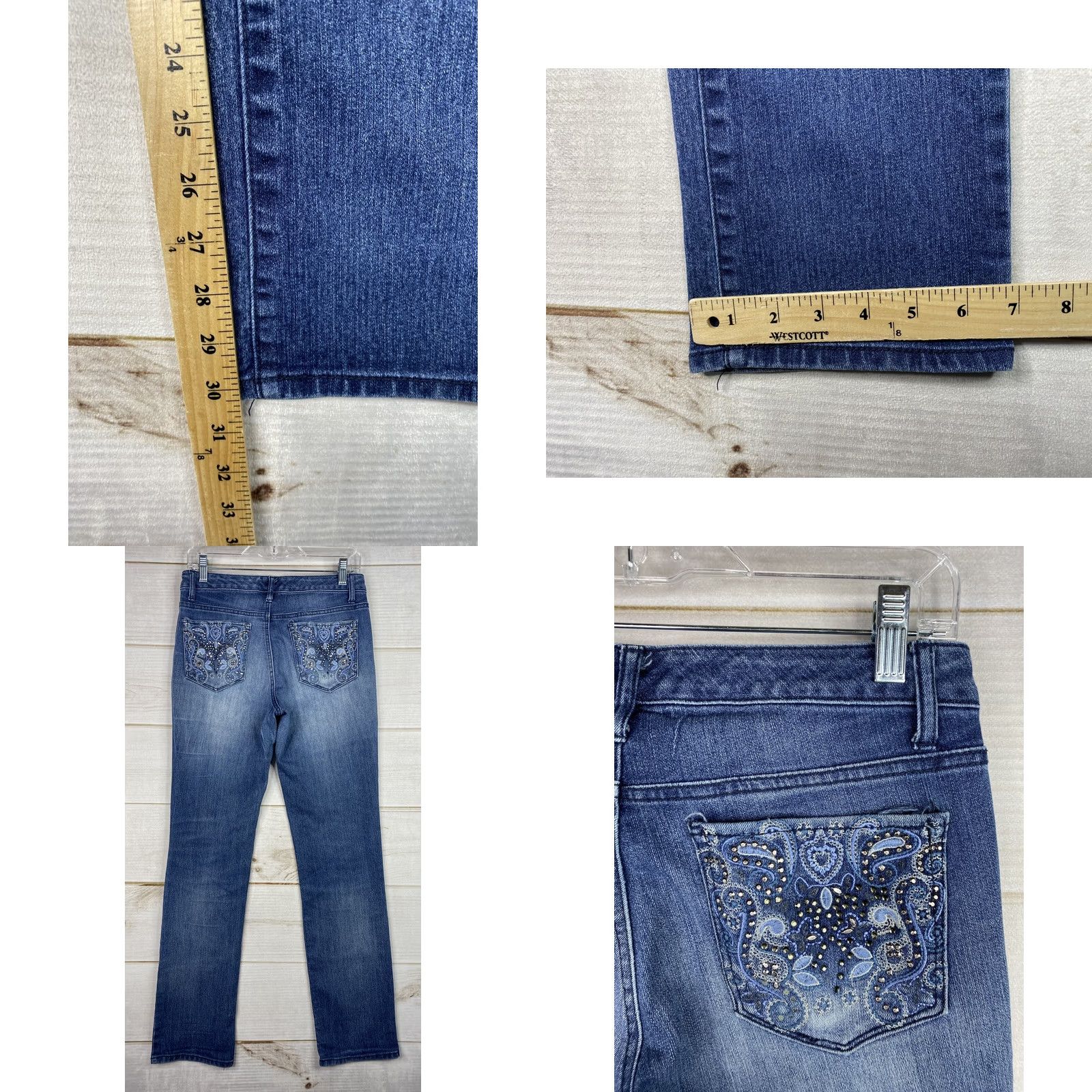 Nine West Nine West Jeans Womens 8 Straight Dark Wash Denim Stretch Studded 5-Pocket Regular Blue Mens Womens Boys Girls Size 30" / US 8 / IT 44 - 8 Thumbnail