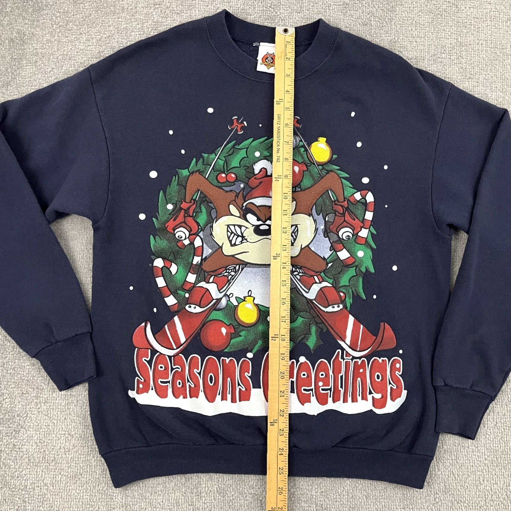 Vintage VINTAGE Tasmanian Devil Sweatshirt Unisex Adults M Blue 90s Seasons Greetings Christmas Looney Tunes Graphic Print Pullover Crew Neck Size US M / EU 48-50 / 2 - 5 Thumbnail