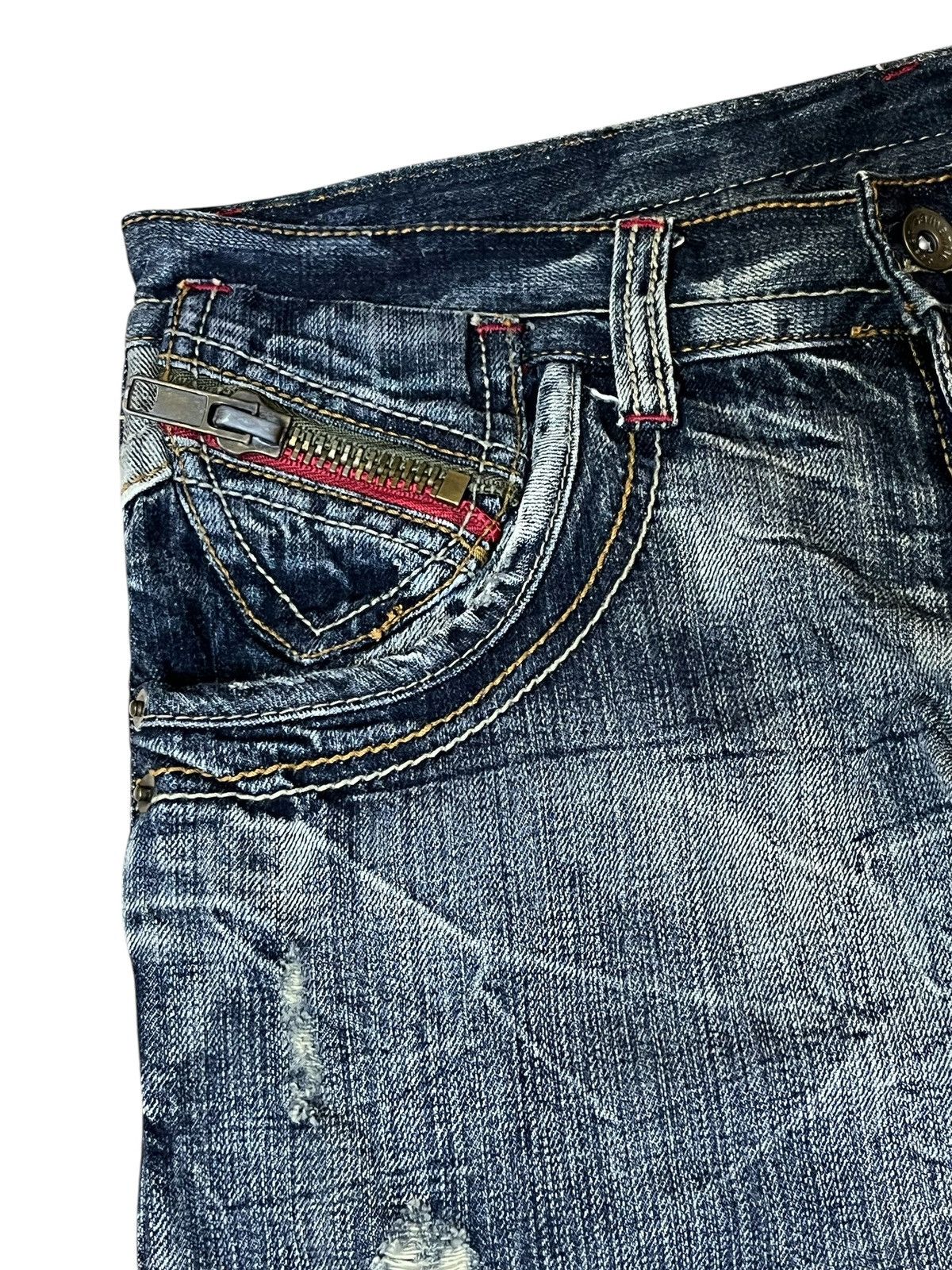 semanticdesign SICK🔥VINTAGE SEMANTIC DESIGN JAPAN DISTRESSED FLARED JEANS Size US 31 - 7 Thumbnail