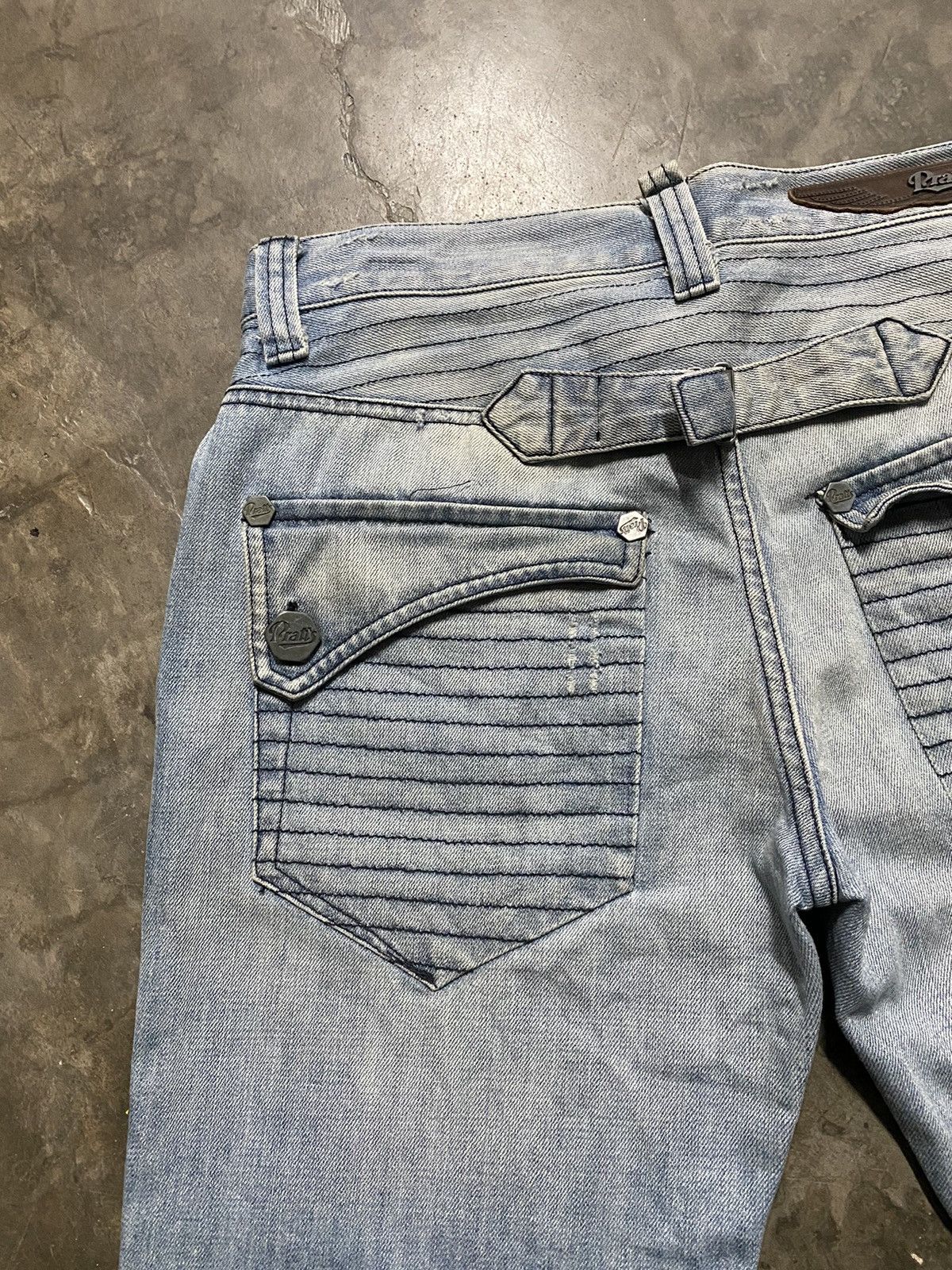 Jean Vintage Pratts Jeans Distressed Wash Blue @act232 Size US 31 - 5 Thumbnail