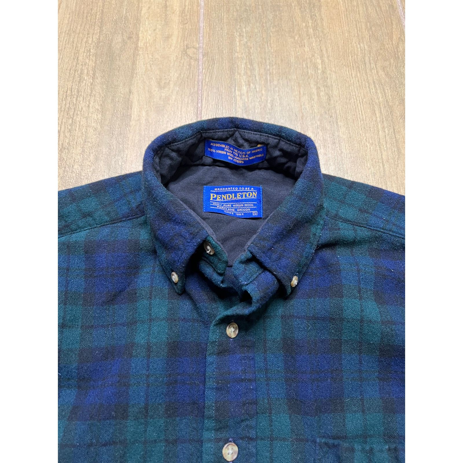 Pendleton Vintage Pendleton Blue Green Plaid Virgin Wool Shirt Mens S Size US S / EU 44-46 / 1 - 3 Thumbnail