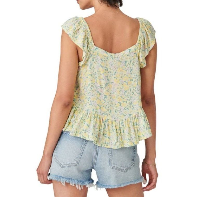 Lucky Brand Lucky Brand Womens Blouse Phoebe Crochet Trim Flutter Sleeve Size M / US 6-8 / IT 42-44 - 8 Thumbnail