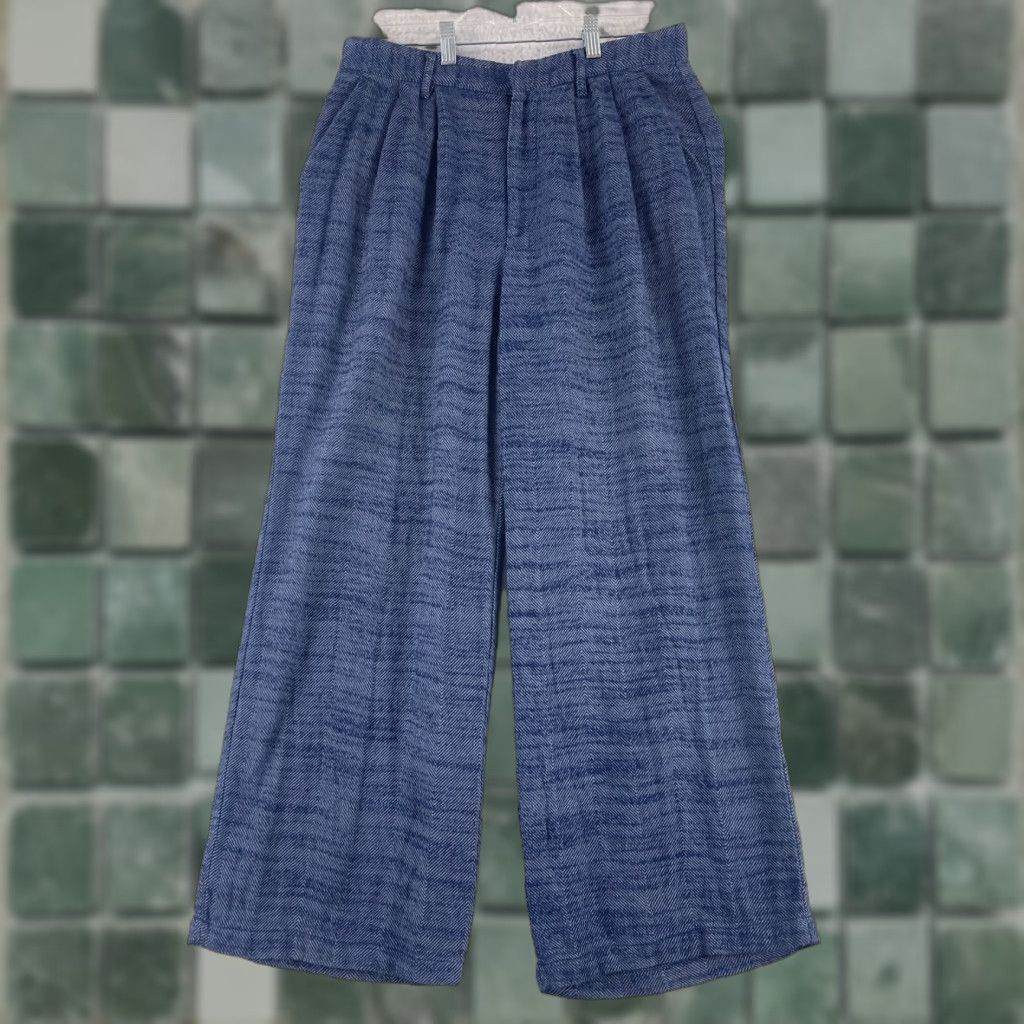 Urban Outfitters Urban Outfitters Elliot Low Slung Wide Leg Trouser Pants Womens Medium Blue Knit Size 32" / US 10 / IT 46 - 1 Thumbnail