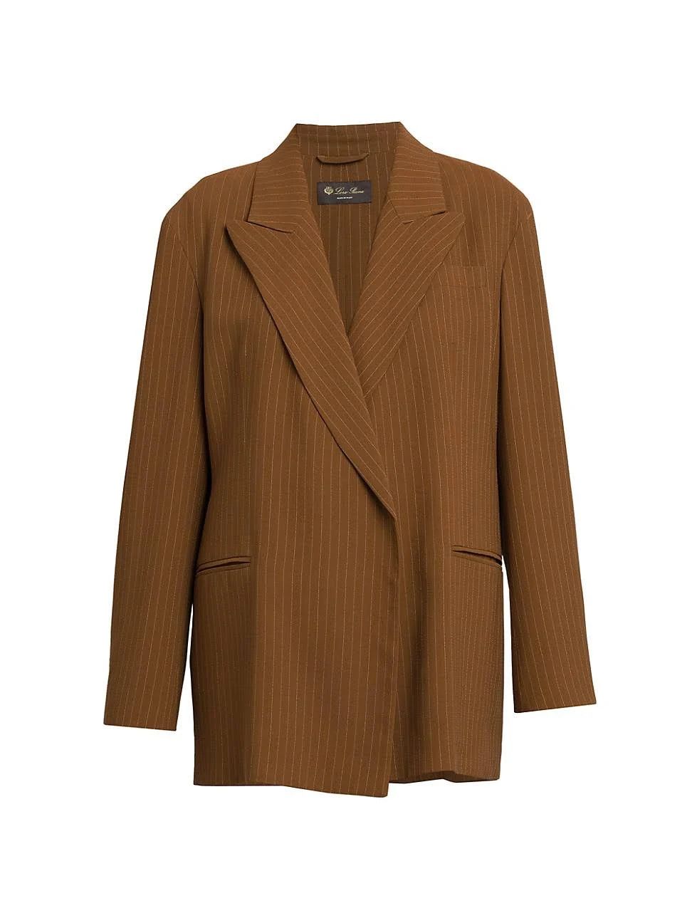 o1srvl11e0824 Aisha Chalk Stripes Jacket in Brown
