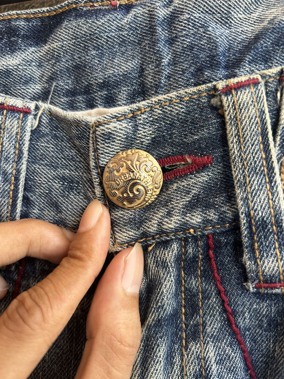 If Six Was Nine 90s Vintage Oil Cake Studded Rare Denim Jeans Lgb Style Size US 30 / EU 46 - 3 Thumbnail