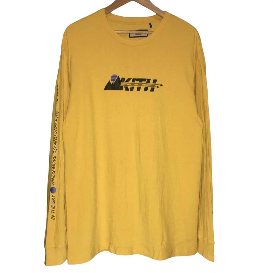 image of Kith Long Sleeve The Clouds Pattern in Yellow, Men's (Size XL)