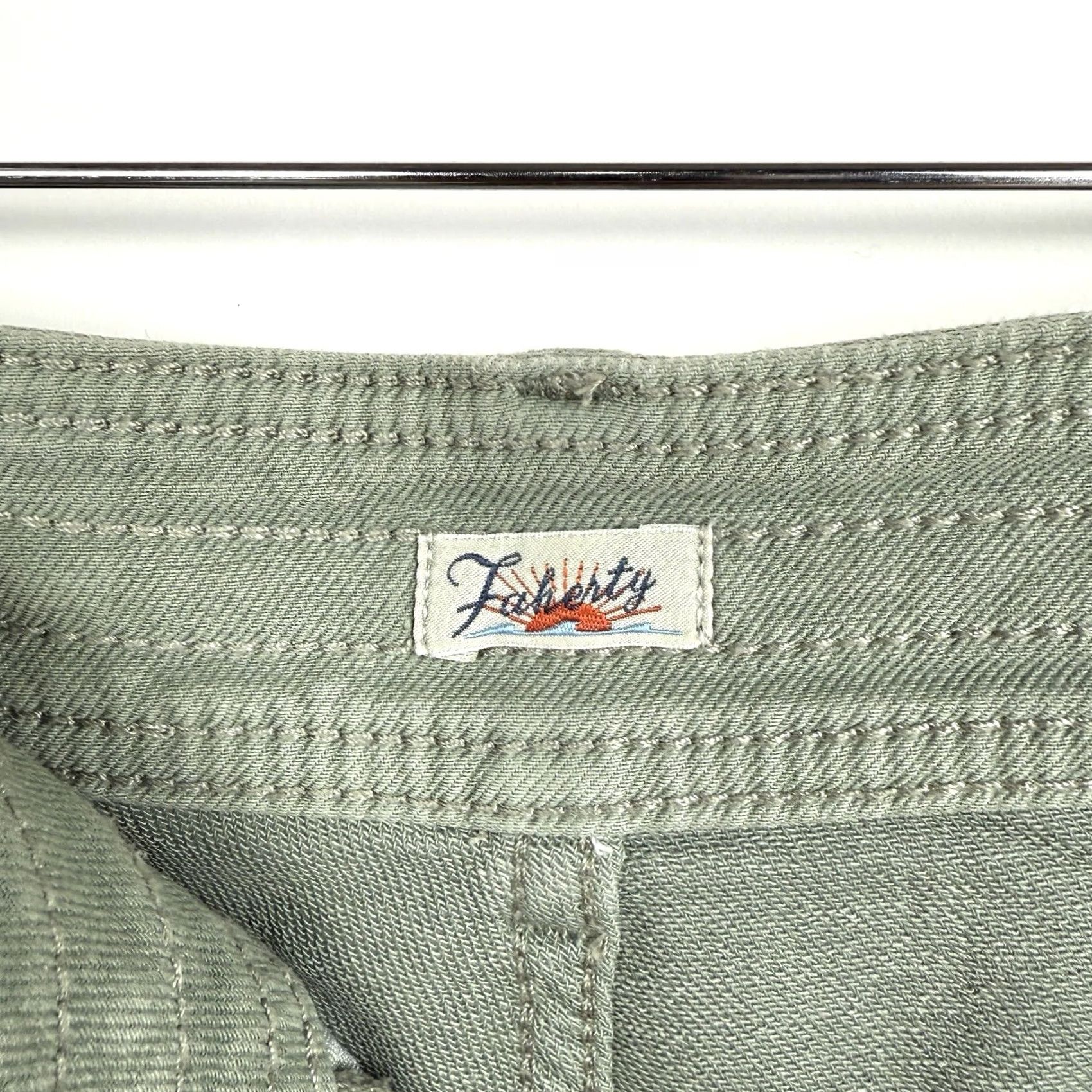 Faherty Faherty Womens Pants 25 High Rise Wide Leg Green Cotton Blend Terry 31in Inseam Size 42" / US 20 - 6 Thumbnail