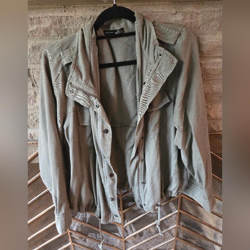 Designer Black Tape Olive Cargo Jacket Size XXL / US 16-18 / IT 52-54 - 1 Thumbnail