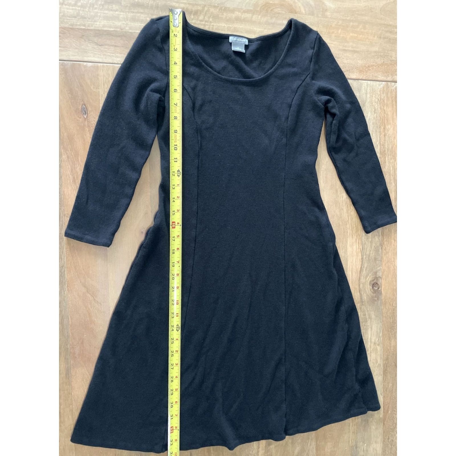 Loft VINTAGE Loft LOFT Women Dress A-Line Wool Black 3/4 Sleeve Scoop Neck Size 4 Knee Length Womens Size S / US 4 / IT 40 - 6 Thumbnail