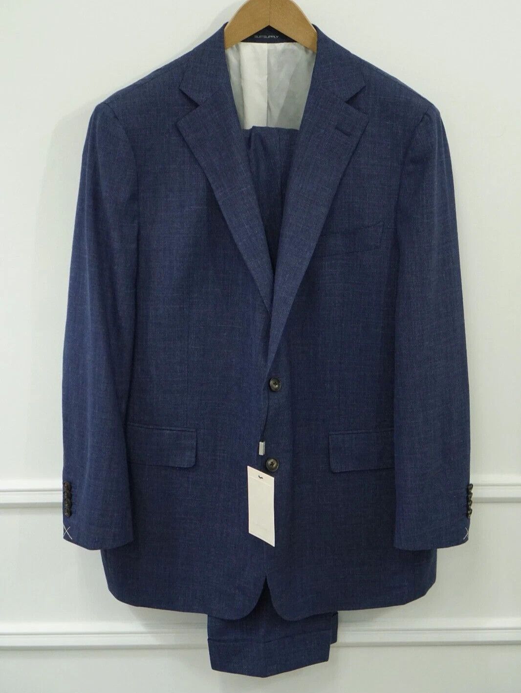 Suitsupply Men Suitsupply Suit Wool Silk Linen Blue La Spalla UK/US52S Size 52S - 1 Thumbnail