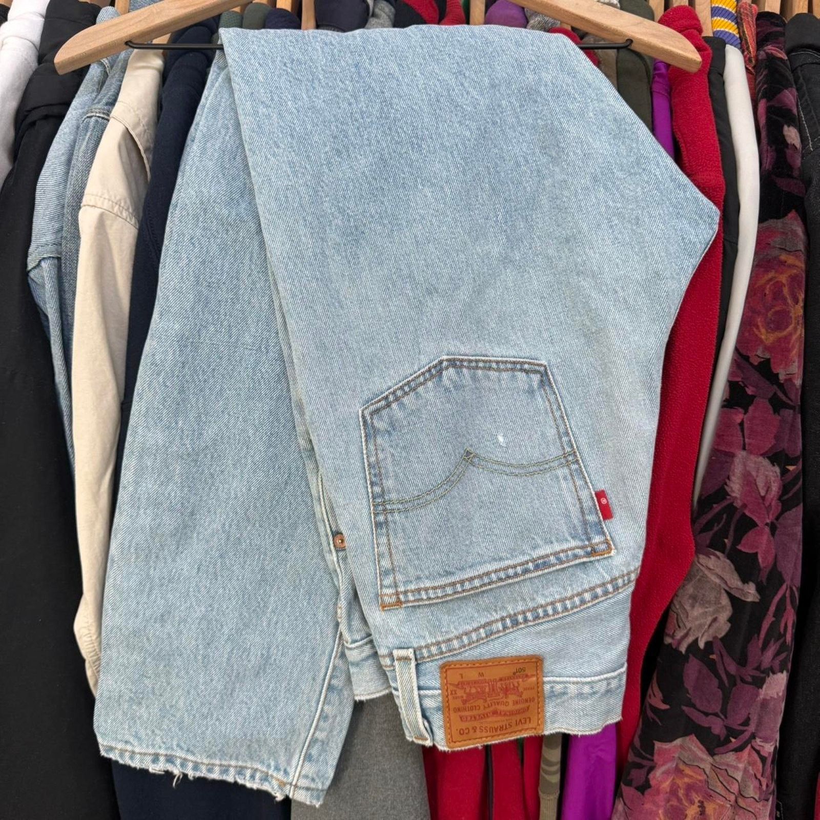 Levi’s 501 Light Denim Distressed Jeans White Oak Cone Denim