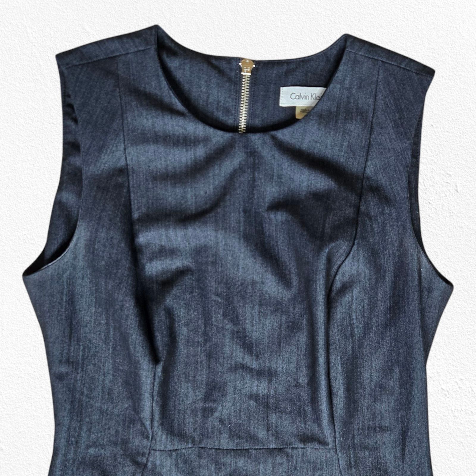 Calvin Klein Calvin Klein Dark Wash Chambray Career Dress Size 4 Size S / US 4 / IT 40 - 3 Thumbnail