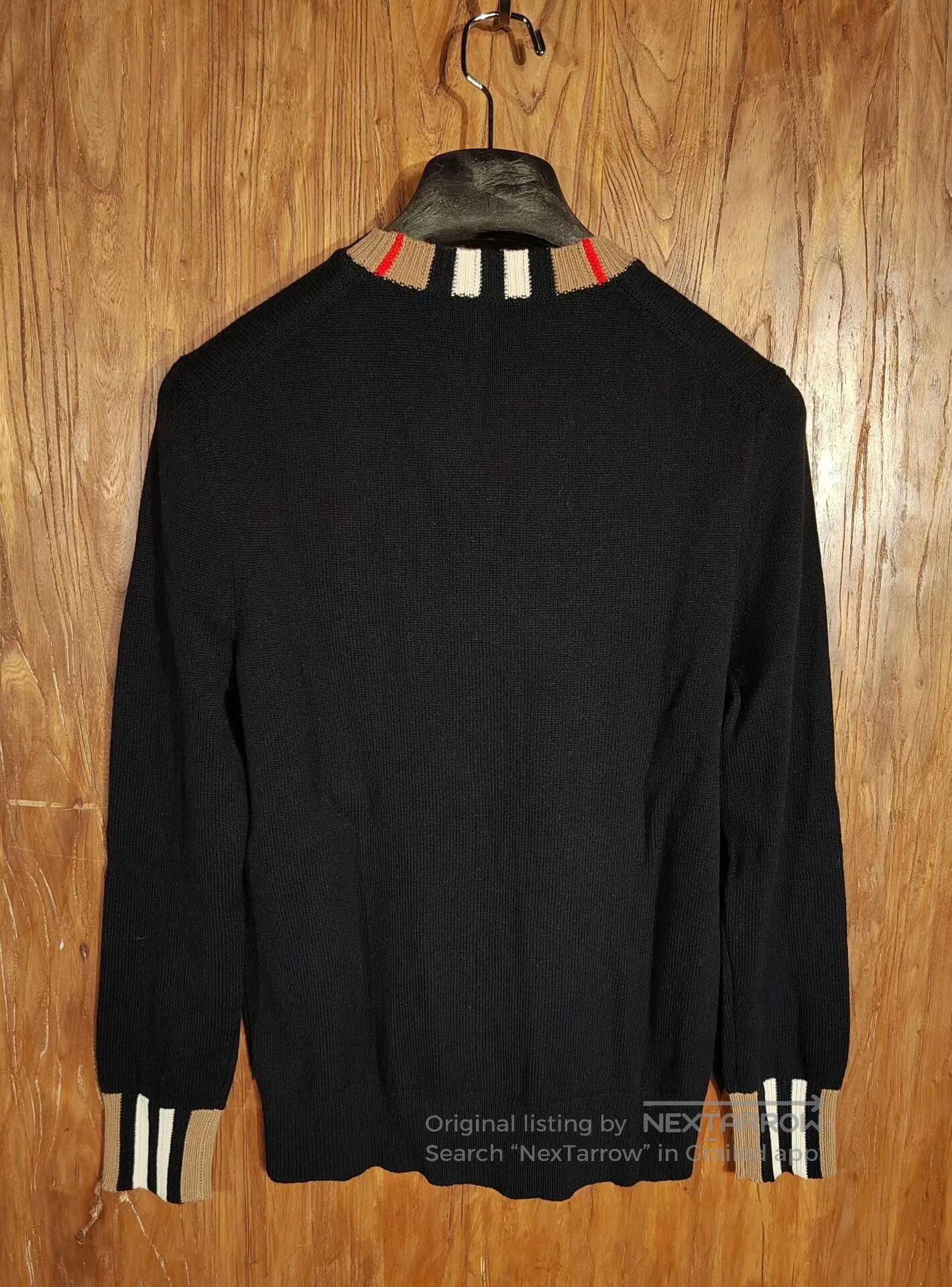 Burberry Burberry Black Knit Sweater with Check Details. Size US M / EU 48-50 / 2 - 3 Thumbnail
