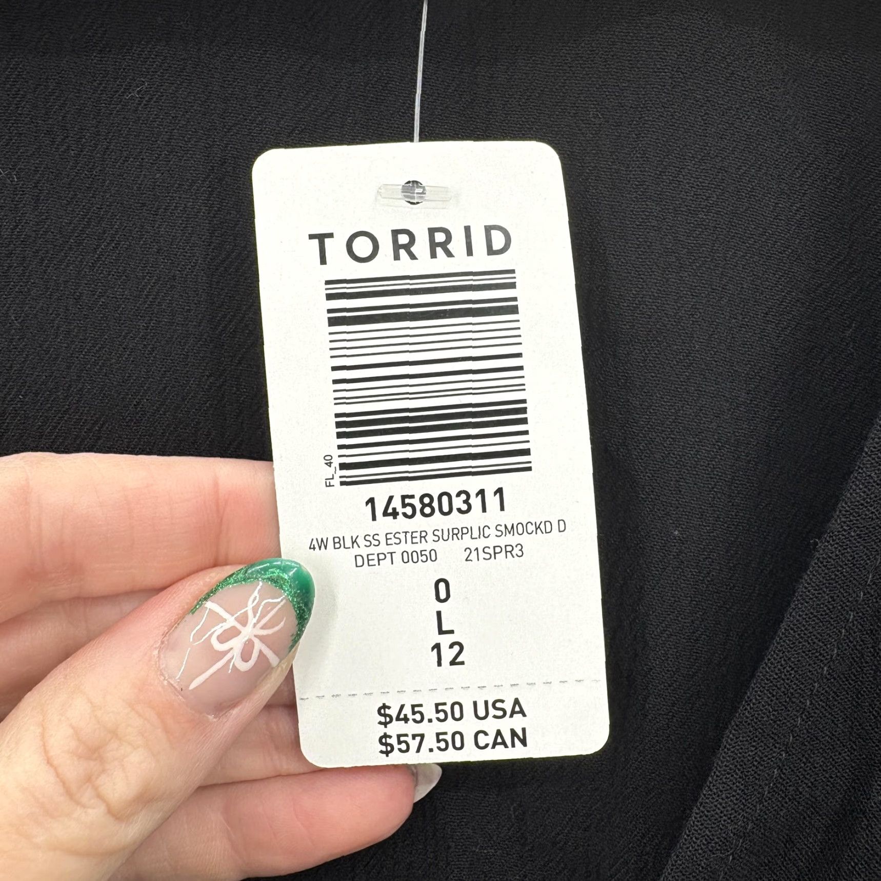 Torrid Torrid Blouse Womens 12 Black Short Sleeve Surplice Smocked Wrap Peplum Rayon Size XL / US 12-14 / IT 48-50 - 4 Thumbnail