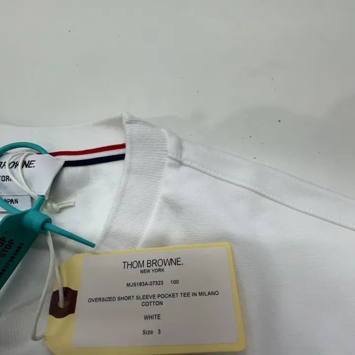 Thom Browne Thom Browne White Ribbed Detail T-Shirt -2507 Size US L / EU 52-54 / 3 - 9 Thumbnail