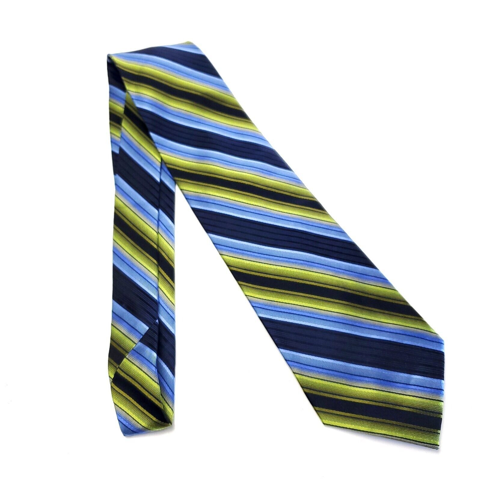 Vintage Martin Wong Blue Green Striped Woven Wide Silk Tie Size ONE SIZE - 6 Thumbnail