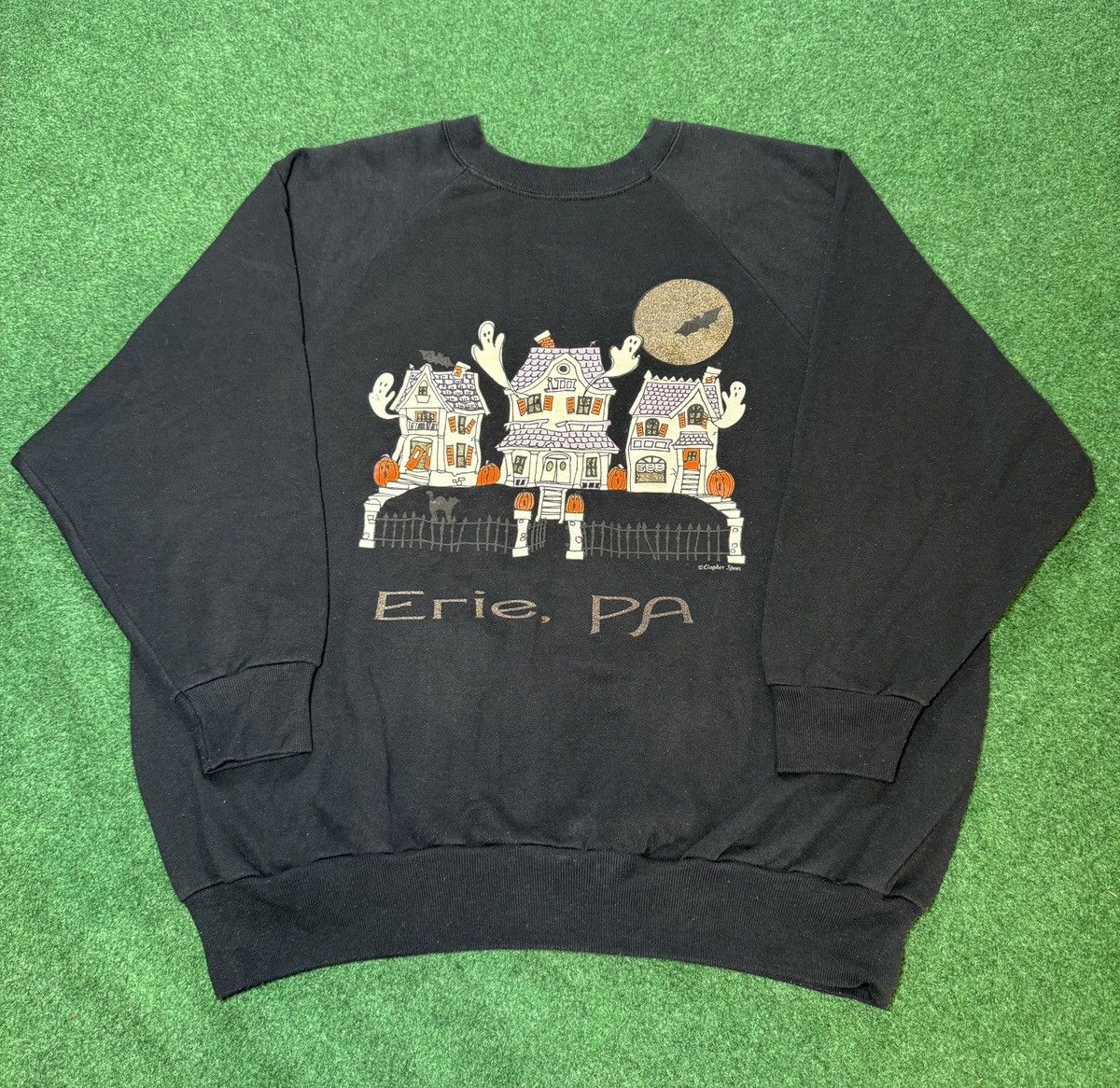 Vintage Vtg 80s 90s Halloween Haunted House Erie Pa 2XL Sweatshirt Size XXL / US 16-18 / IT 52-54 - 1 Thumbnail