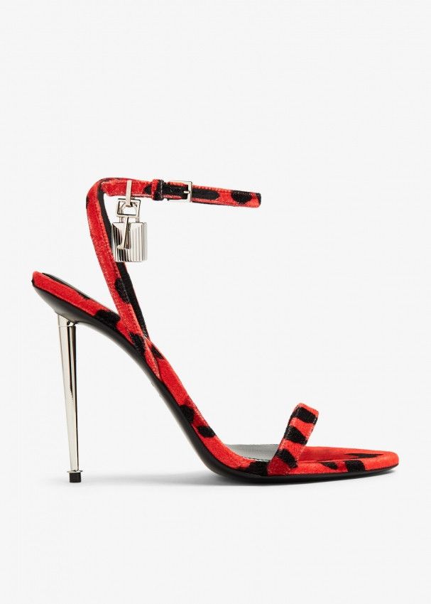 Tom Ford o1w1db11224 W2272 Padlock Naked Sandals in Red Black Size US 7.5 / IT 37.5 - 1 Thumbnail