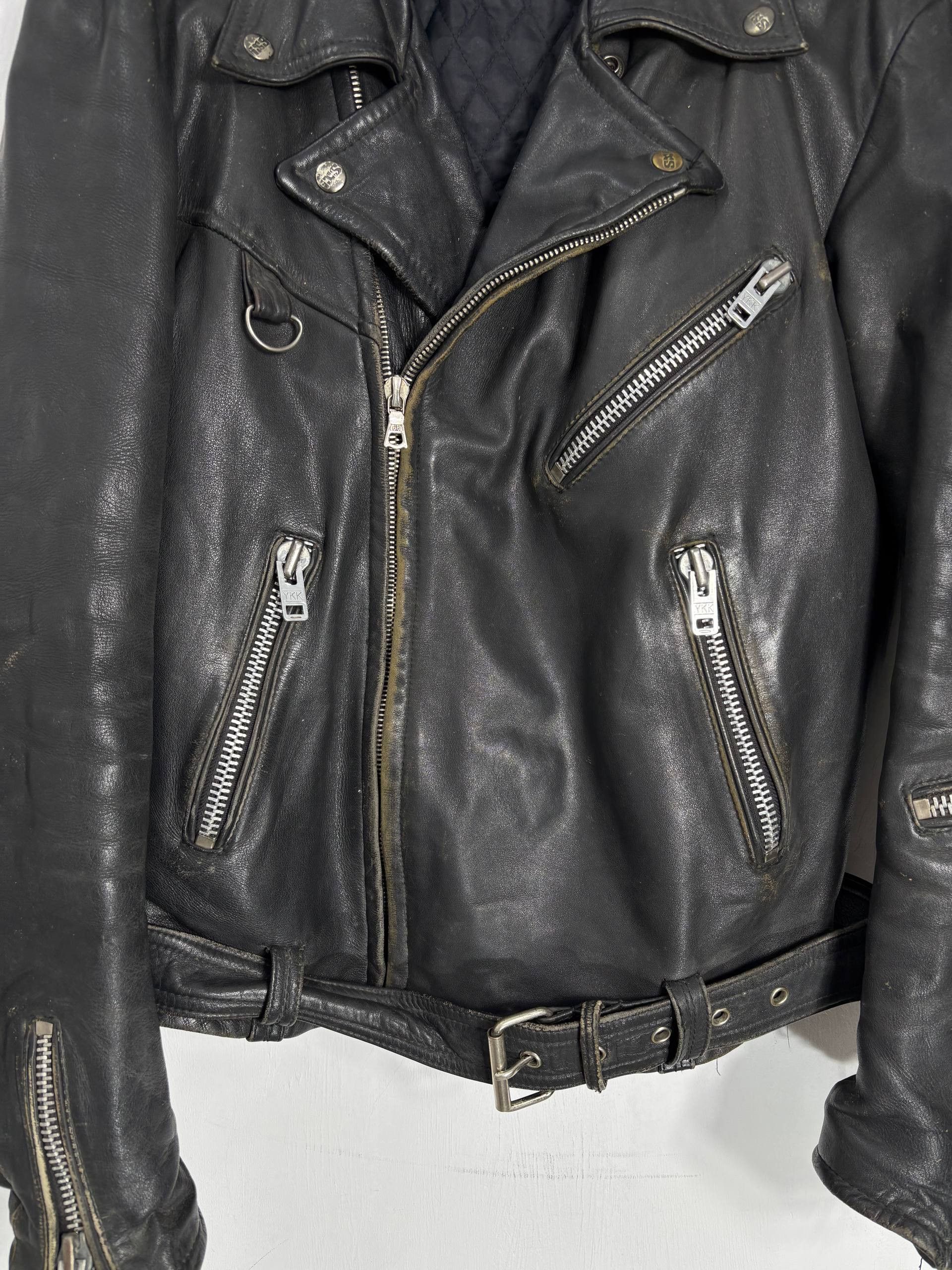 Vintage Vintage IXS Assymetrical Faded Distressed Leather Jacket Size US M / EU 48-50 / 2 - 6 Thumbnail