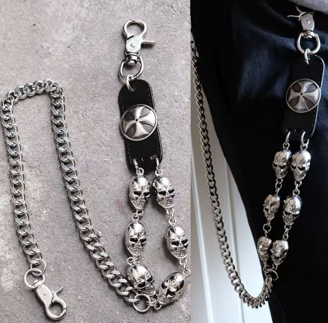 Other Wallet Belts Chain Skull Charm Gothic Rock Size ONE SIZE - 1 Thumbnail