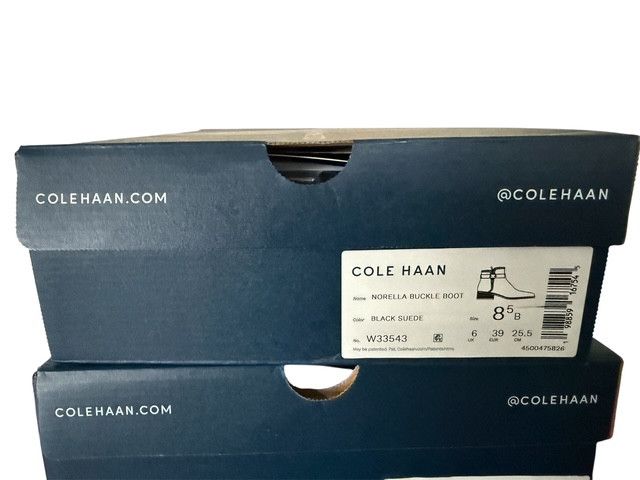 Cole Haan Cole Haan Womens Black Suede Side Zip Norella Buckle Ankle B Size US 8.5 / IT 38.5 - 3 Thumbnail