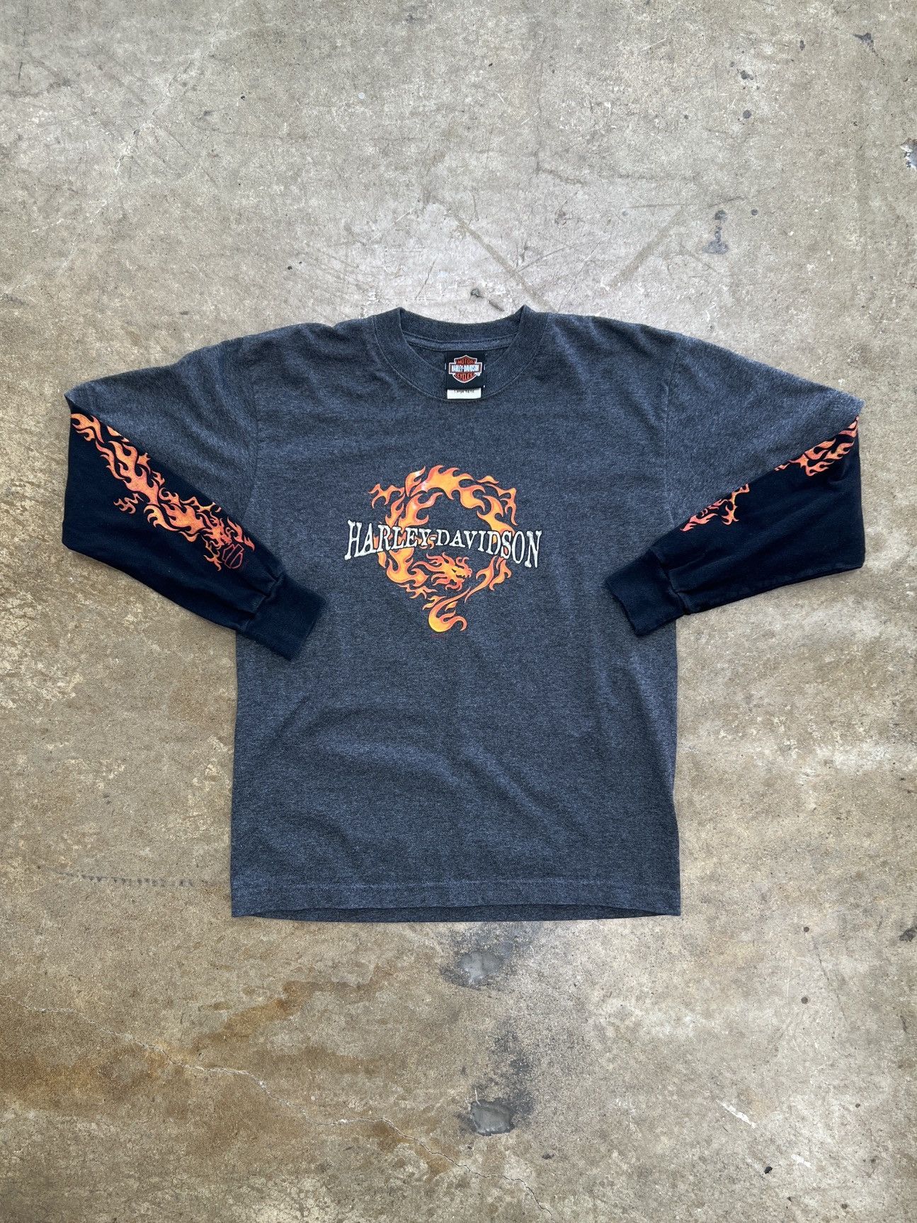 Harley Davidson Vintage 2009 Harley Davidson Flame Sleeve Youth Large 14/16 Size US XS / EU 42 / 0 - 2 Thumbnail
