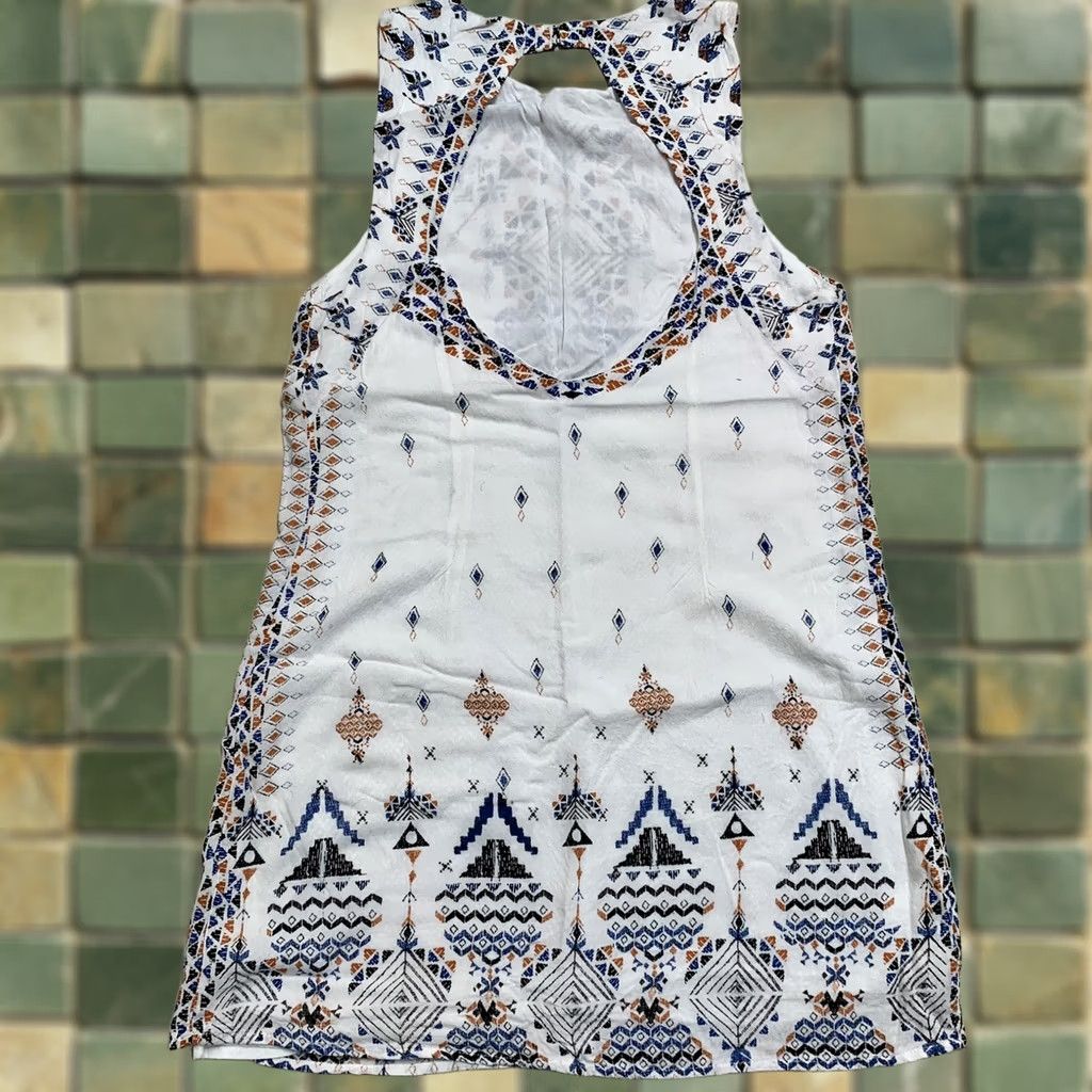 Vintage VINTAGE Ecote White Tribal Print Tank Dress M Womens Sleeveless Rayon Knee Length Size M / US 6-8 / IT 42-44 - 1 Thumbnail