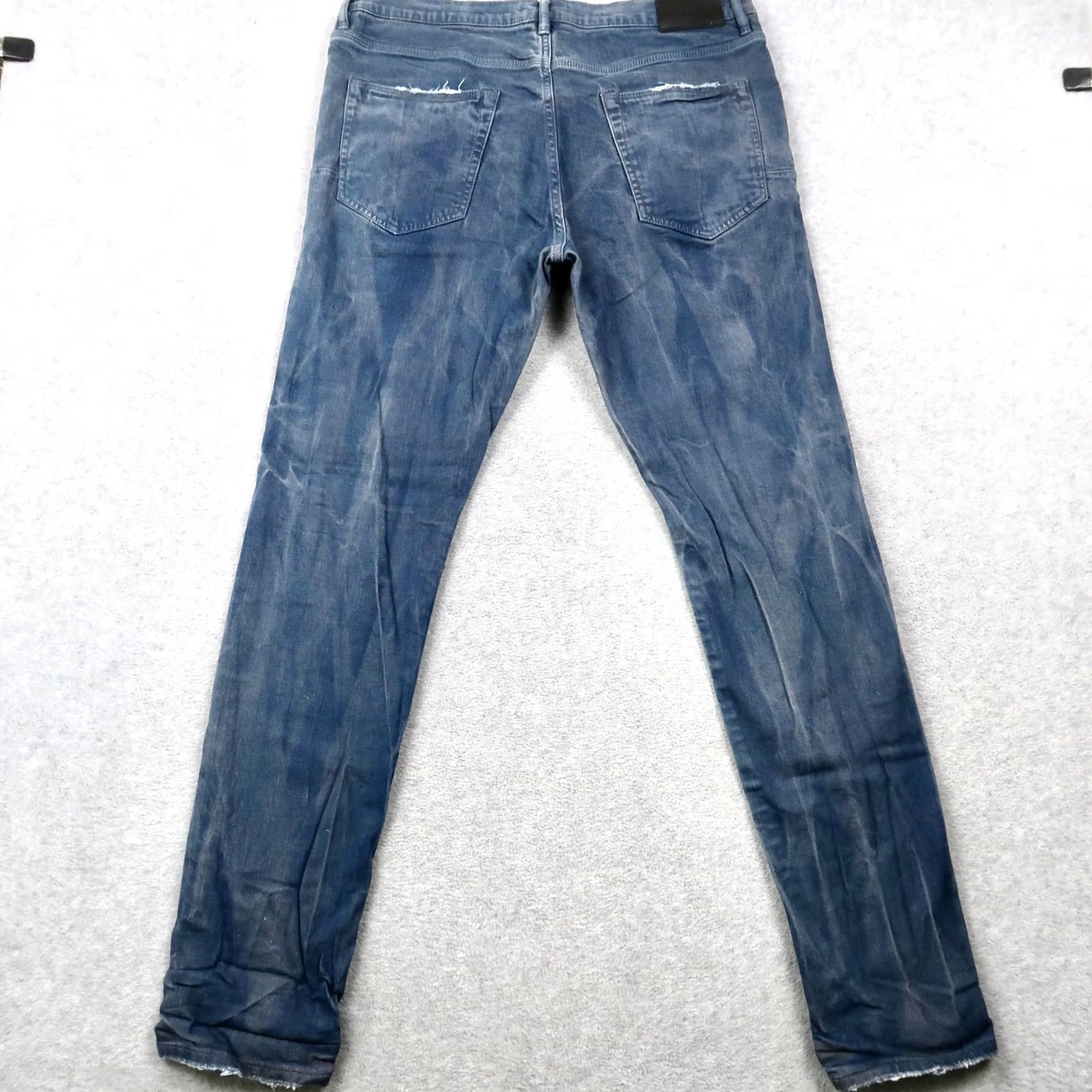 Denime Purple Brand P001 Jeans Men's Slim Fit Blue Distressed Sun Fade Style Denim 36x33 Size US 36 / EU 52 - 2 Thumbnail