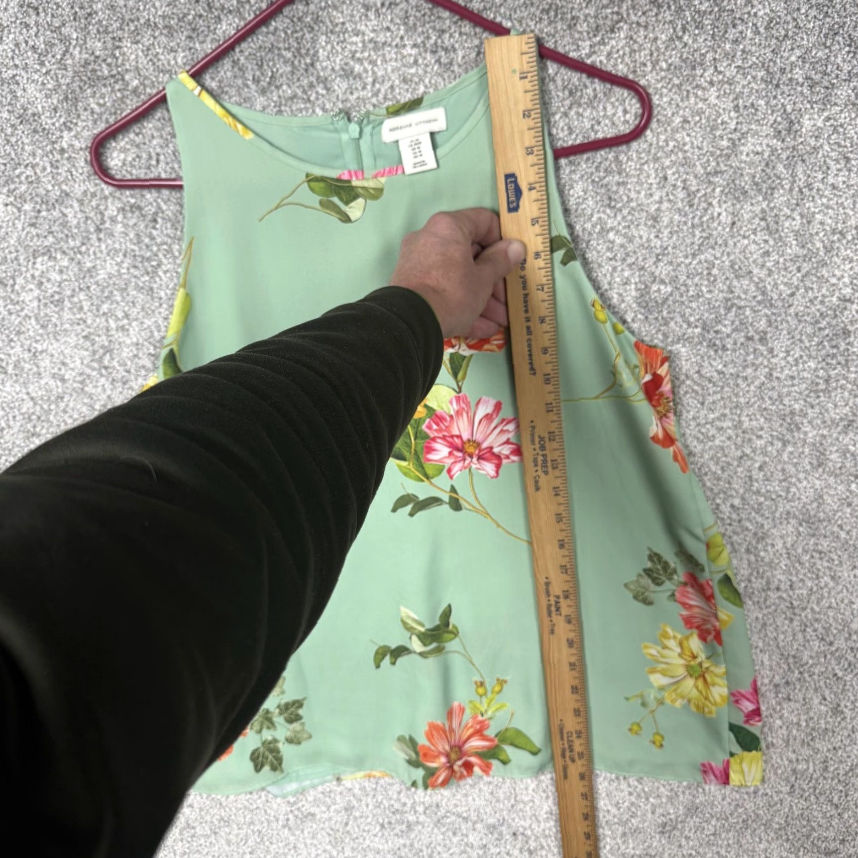 Vintage Adrienne Vittadini Blouse Womens M Mint Green Floral Sleeveless Cottagecore Boho Size M / US 6-8 / IT 42-44 - 2 Thumbnail