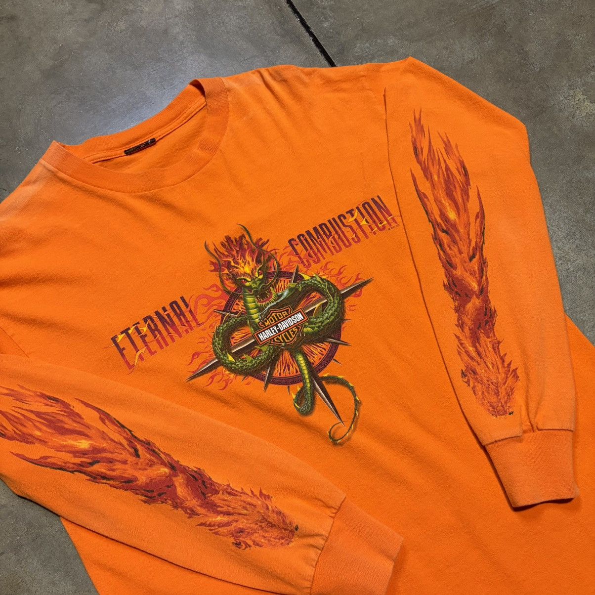 Harley Davidson Vintage Harley Davidson Flame Long Sleeve T shirt Biker Y2K Size US M / EU 48-50 / 2 - 2 Thumbnail