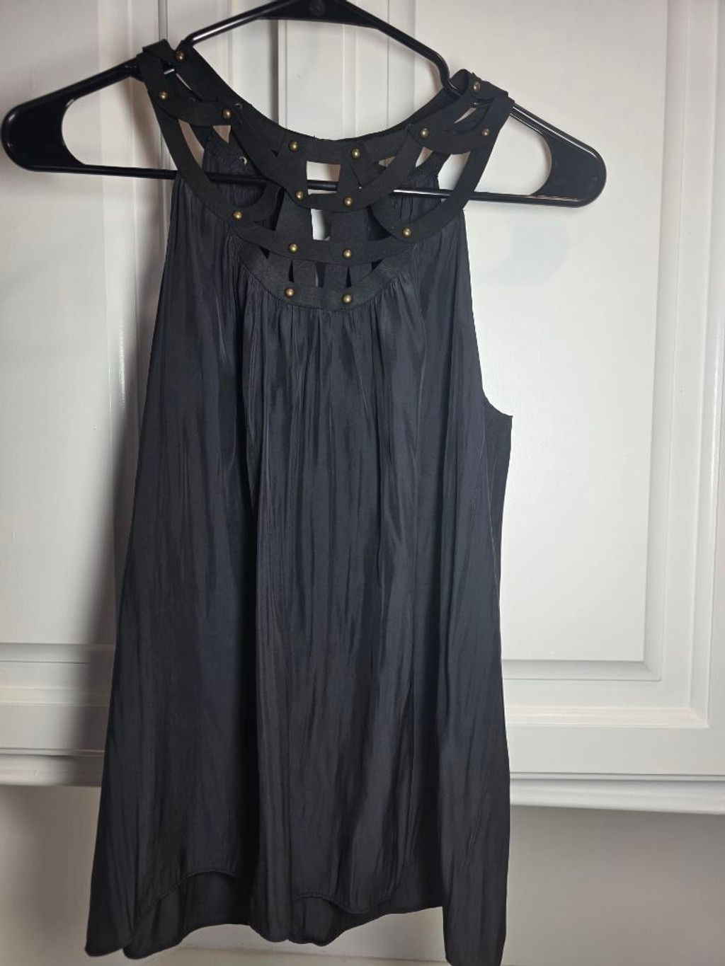 Ramy Brook Ramy Brook Black Studded Halter Top XS Silk Boho Luxe Statem Size XS / US 0-2 / IT 36-38 - 2 Thumbnail