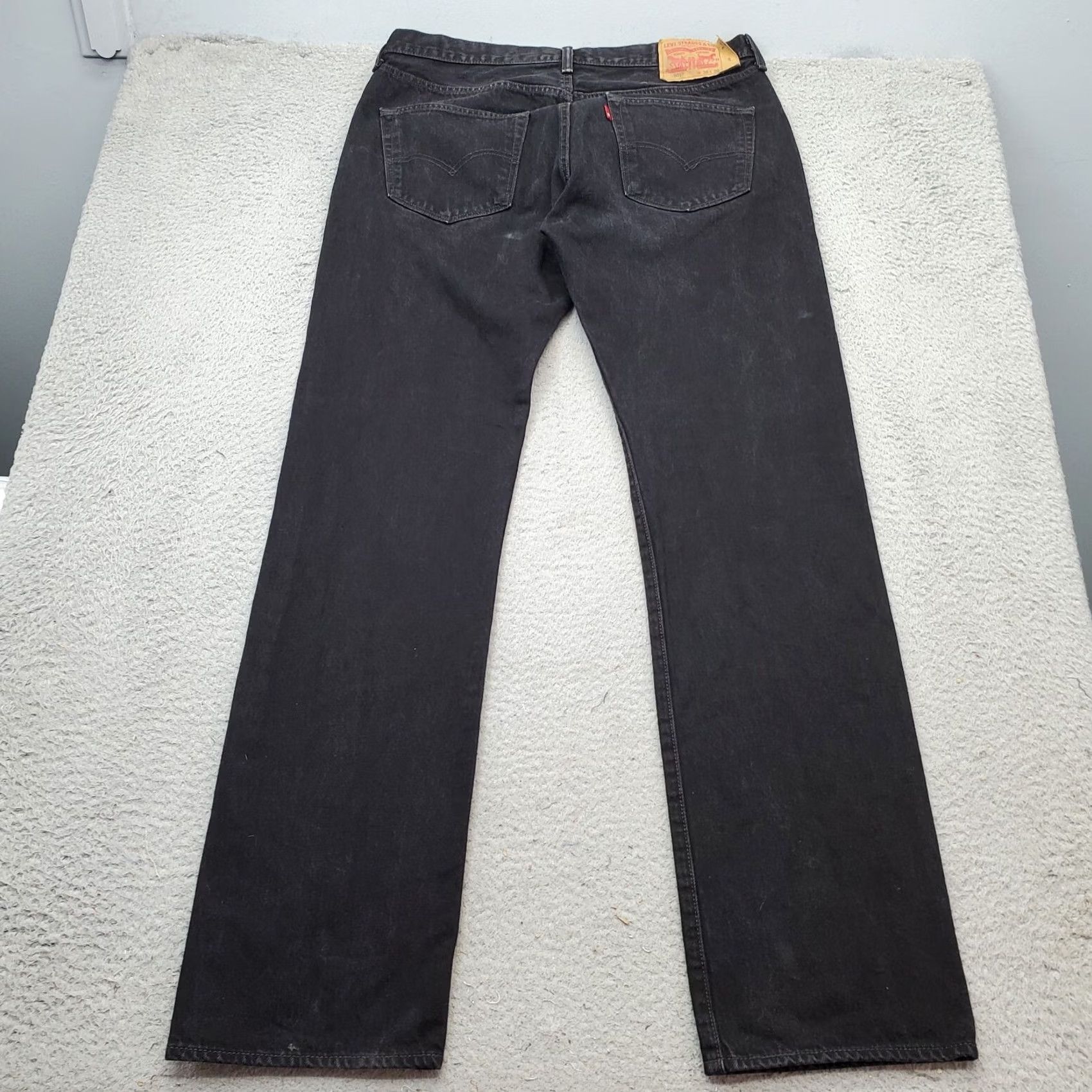 Levi's Levi's 501 Jeans Men 36/36 Black Denim Rad Tab Button Fly Straight Jeans Regular Inseam 34.5 100% Cotton Vintage No Mens Size US 36 / EU 52 - 2 Thumbnail
