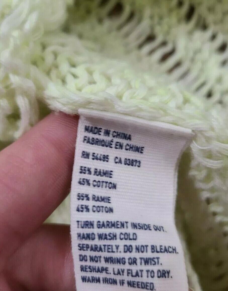 Designer American Eagle Sweater Medium Neon Yellow Crochet Loose Knit Size M / US 6-8 / IT 42-44 - 4 Thumbnail