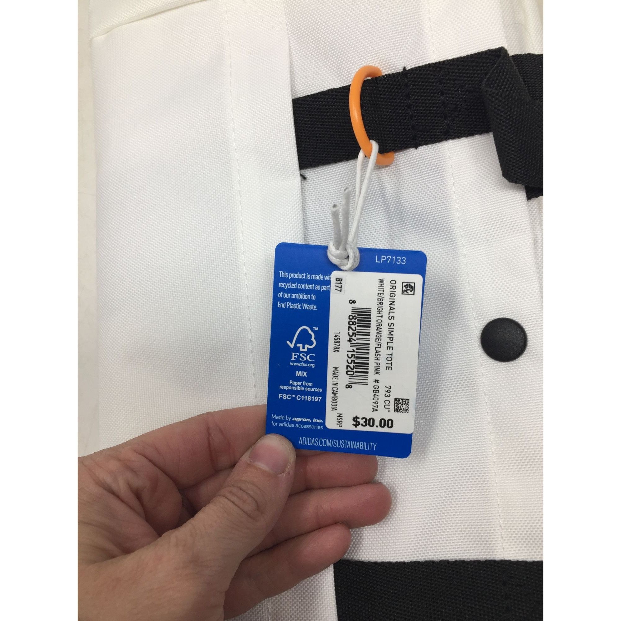 Adidas Adidas Originals White Bag with Black Handles New with Tags Size ONE SIZE - 7 Thumbnail