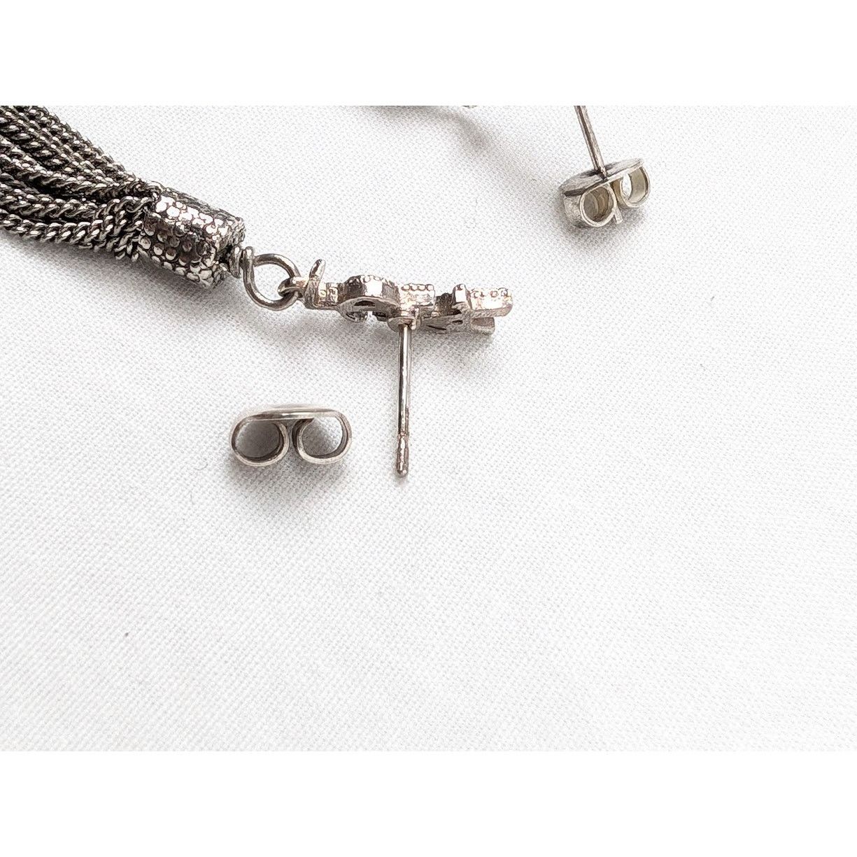 Saint Laurent Paris o1rshd1 Size: OS / Metal Brass Earrings in Argent Oxyde Size ONE SIZE - 10 Thumbnail