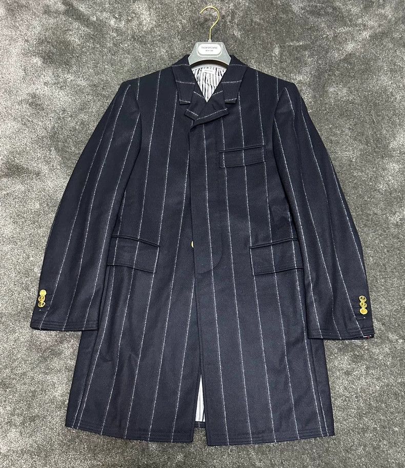 Thom Browne Thom Browne size0 Blue flannel suit and woolen overcoat Size 34S - 1 Thumbnail