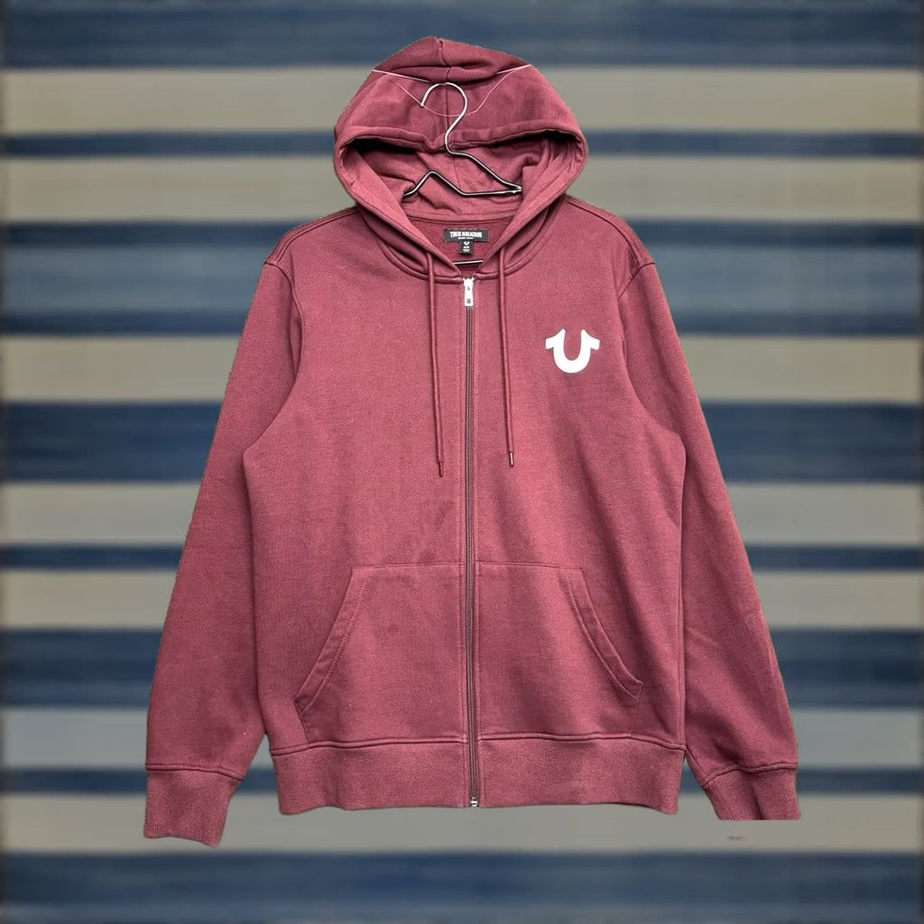 True Religion True Religion Hoodie Mens M Maroon Core Zip-Up Buddha Streetwear Y2K Logo Full Zip Hoodie Mens Regular Fit Red Cotton Fleece Size US M / EU 48-50 / 2 - 1 Thumbnail