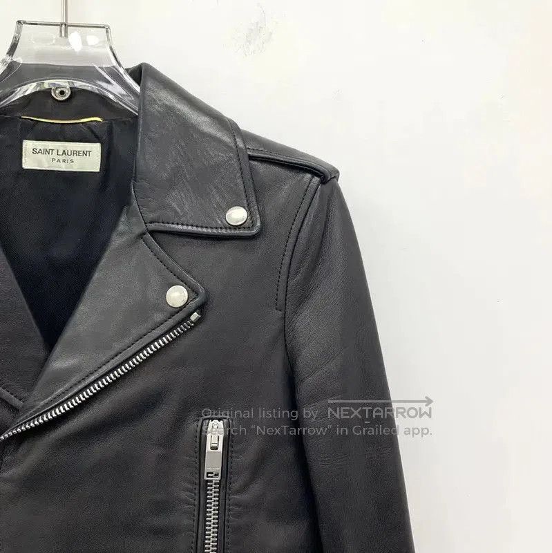 Yves Saint Laurent YSL Black Leather Jacket for Women . Size S / US 4 / IT 40 - 2 Thumbnail