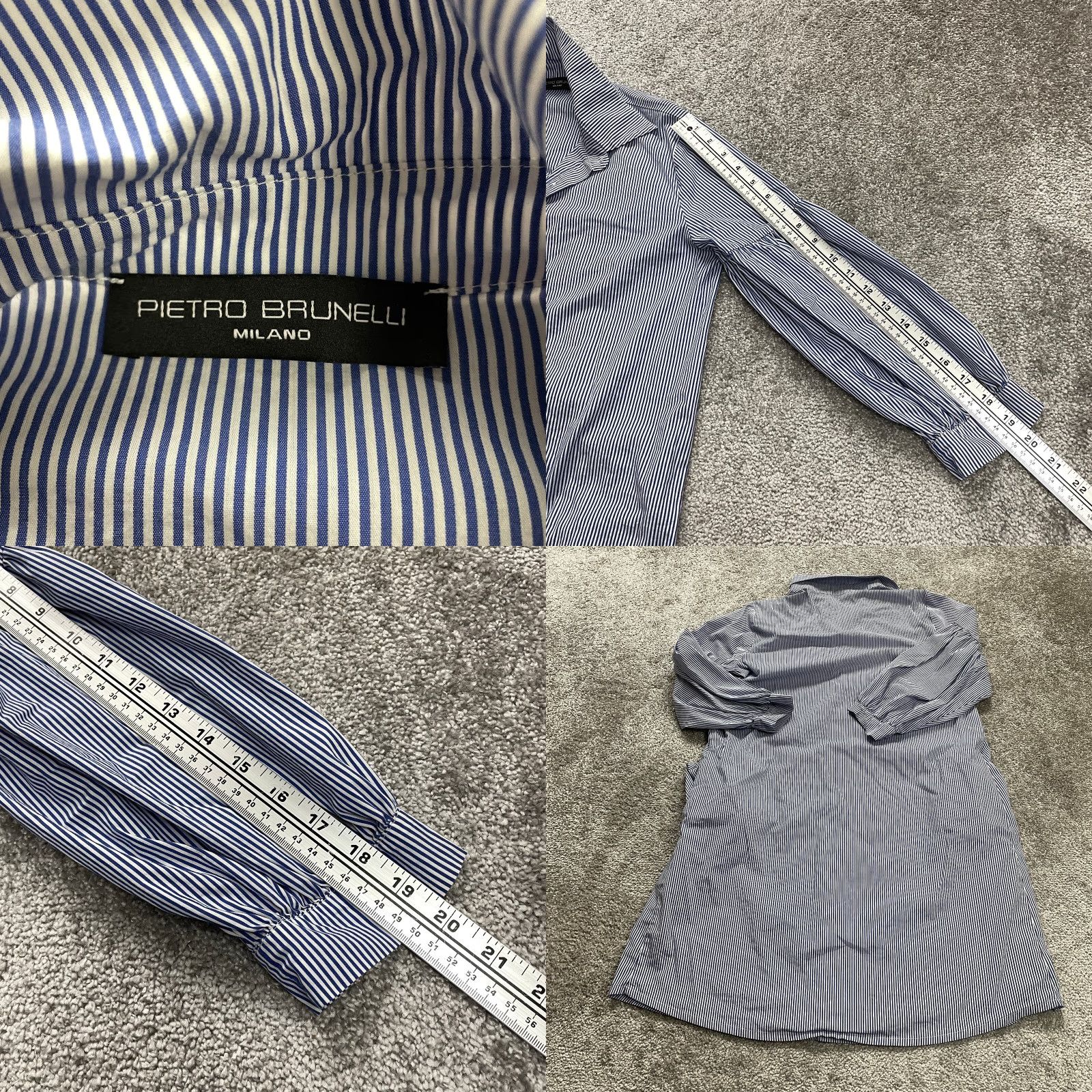Nautica PIETRO BRUNELLI Nautical Stripe Knit Dress S Short Sleeve Cap Sleeve Collared Button Midi A-Line Womens Blue S Size S / US 4 / IT 40 - 8 Thumbnail